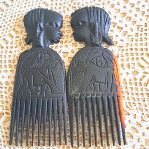 Handcrafted Black and Brown Hair Combs/Picks.